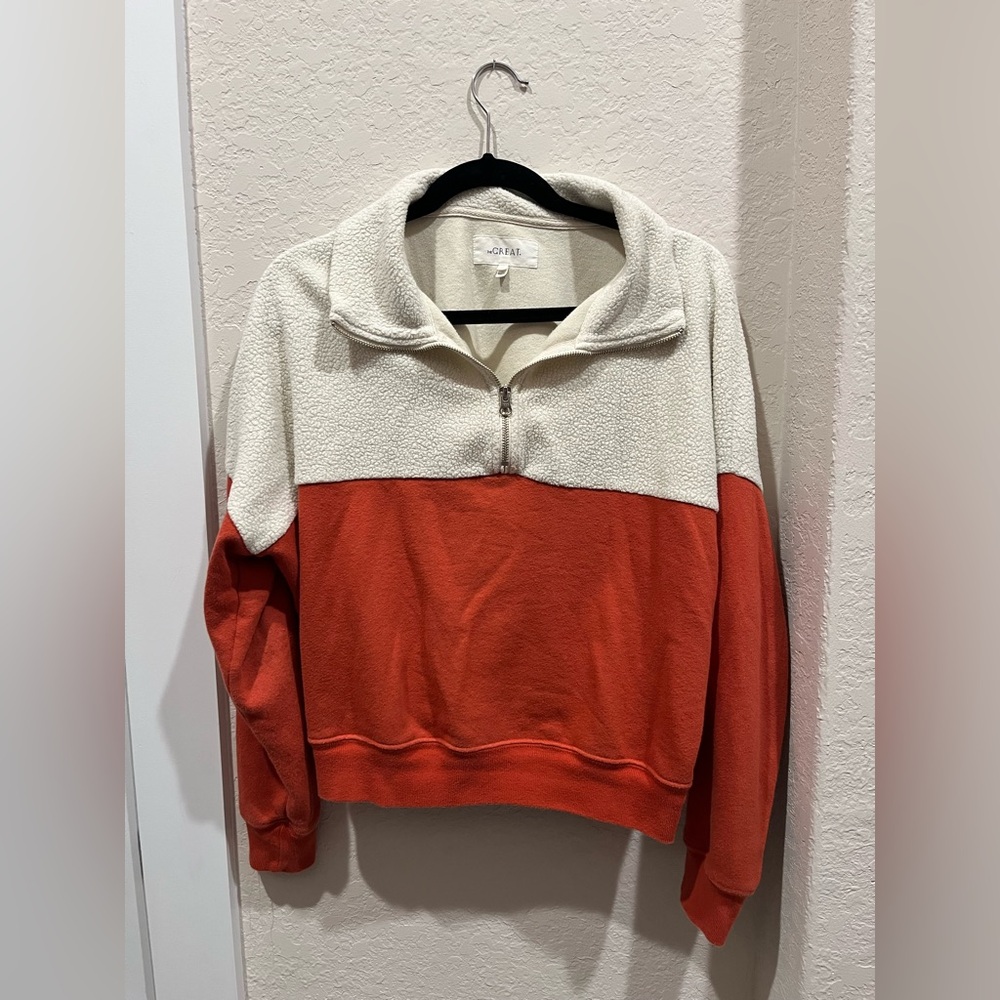 The Gereat Half-Zip Pullover - Cream and Orange